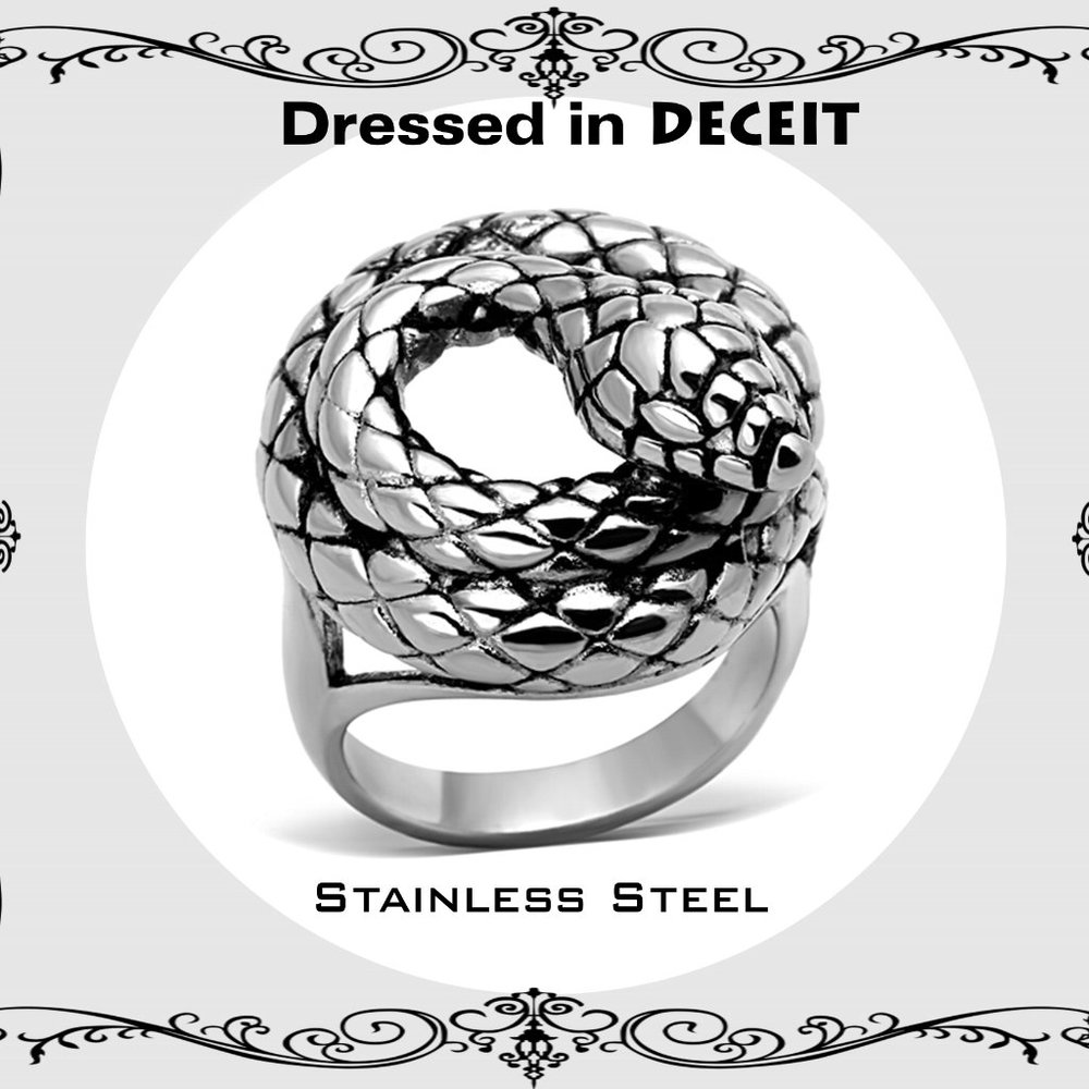 Sculpted Snake High Polished Stainless Steel Statement Ring  Size 5-6-7-8-9-10